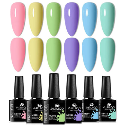 6pc nail gel polish set with assorted pastel colors for UV LED nails Silcy Skin on Tampa Home & Garden Store