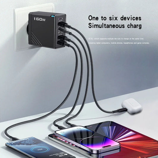 160W Multi-Port USB Charger – Fast Charging Type-C Wall Adapter for iPhone & Android - Tampa Home & Garden Store