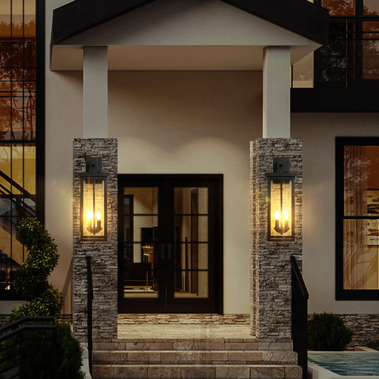 22" Outdoor Wall Lantern Dusk to Dawn Sensor Matte Black Weatherproof Exterior Light - Tampa Home & Garden Store