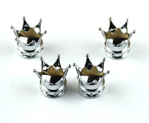 4pcs chrome crown valve stem caps by BikerZoneZ for motor vehicle tire accessories on Tampa Home & Garden Store