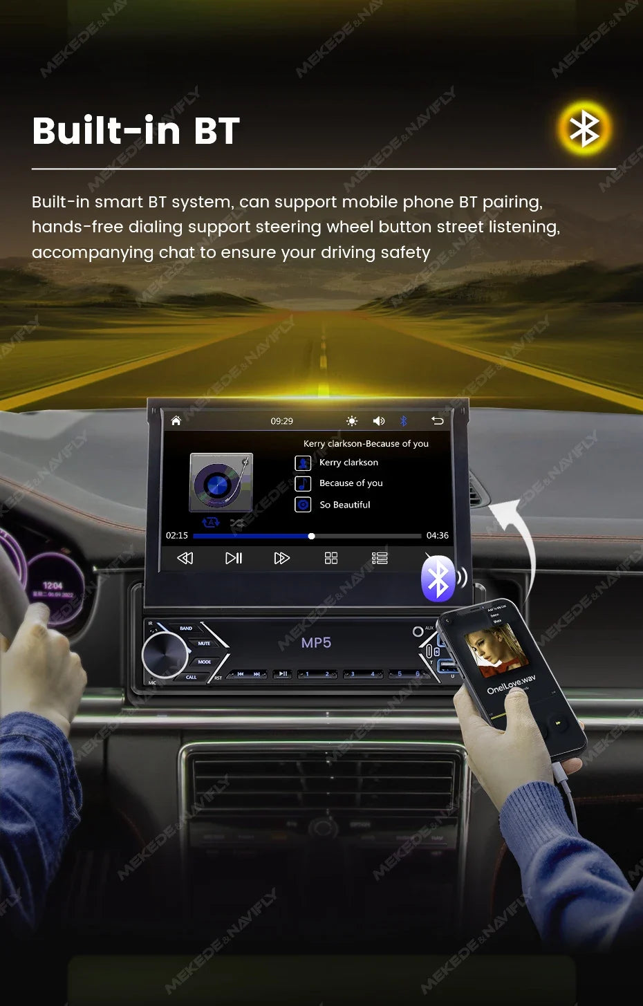 1-DIN 7in retractable car stereo Bluetooth MP5 with CarPlay by UpTrend Deals in-dash unit on Tampa Home & Garden Store