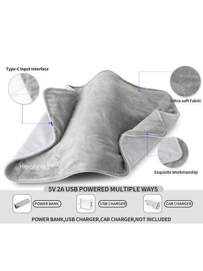 Silcy Skin USB 5V heating pad grey 19.6x11.8 in with 59 in cable for cramps and back relief on Tampa Home & Garden Store