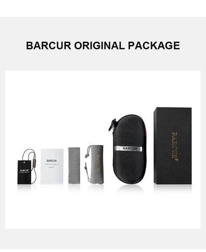 BARCUR Polarized Sports Sunglasses for Men with black textured hard case and official packaging on Tampa Home & Garden Store
