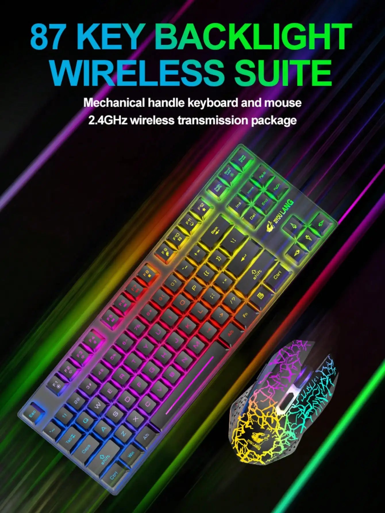 Free Wolf T87 wireless charging keyboard and mouse set with RGB backlit by FLIPSTYLEZLLC on Tampa Home & Garden Store