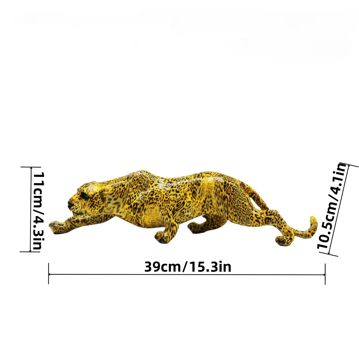 Cheetah statue resin sculpture, yellow with spots, 39cm long decor piece by Perfecsy on Tampa Home & Garden Store