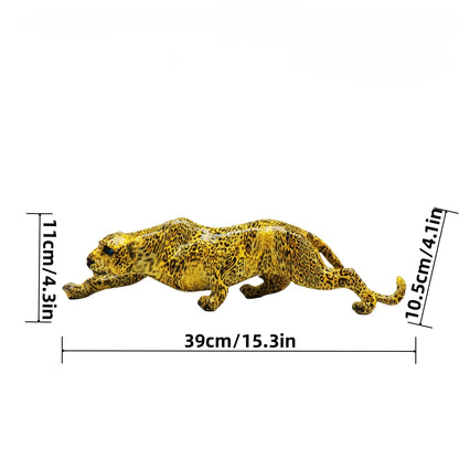 Cheetah statue resin sculpture, yellow with spots, 39cm long decor piece by Perfecsy on Tampa Home & Garden Store