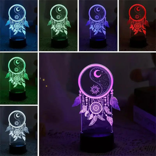 Dream Catcher 3D Night Light Optical Illusion Lamp 7-Color Touch Bedroom Decor - Tampa Home & Garden Store
