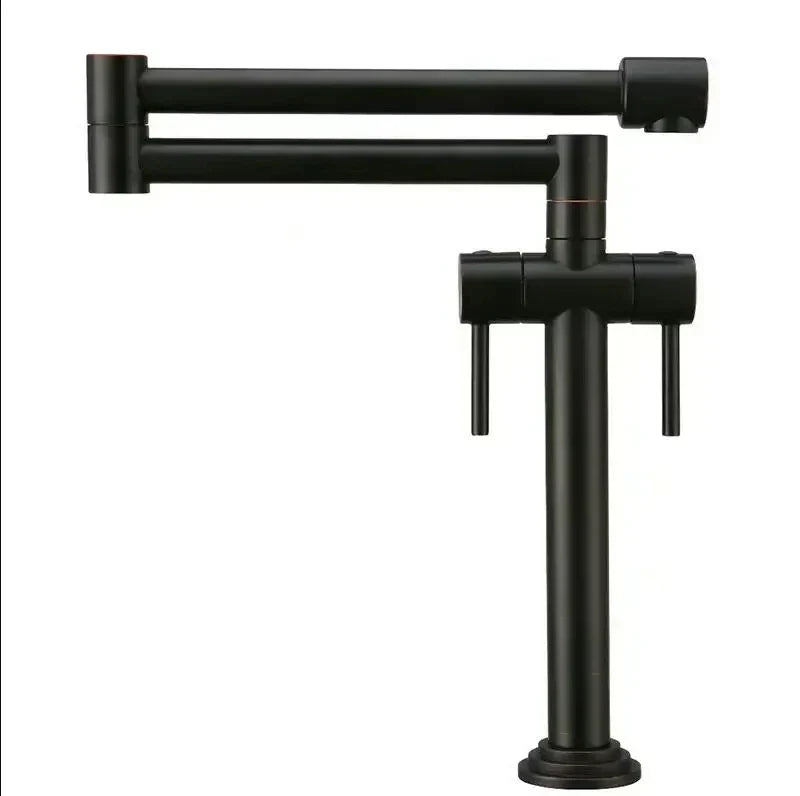 DecorBites solid brass deck-mounted kitchen faucet with matte black finish and dual handles on Tampa Home & Garden Store