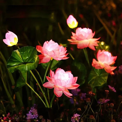 Perfecsy 1pc solar LED 3-head lotus garden light with pink petals for outdoor lawn on Tampa Home & Garden Store