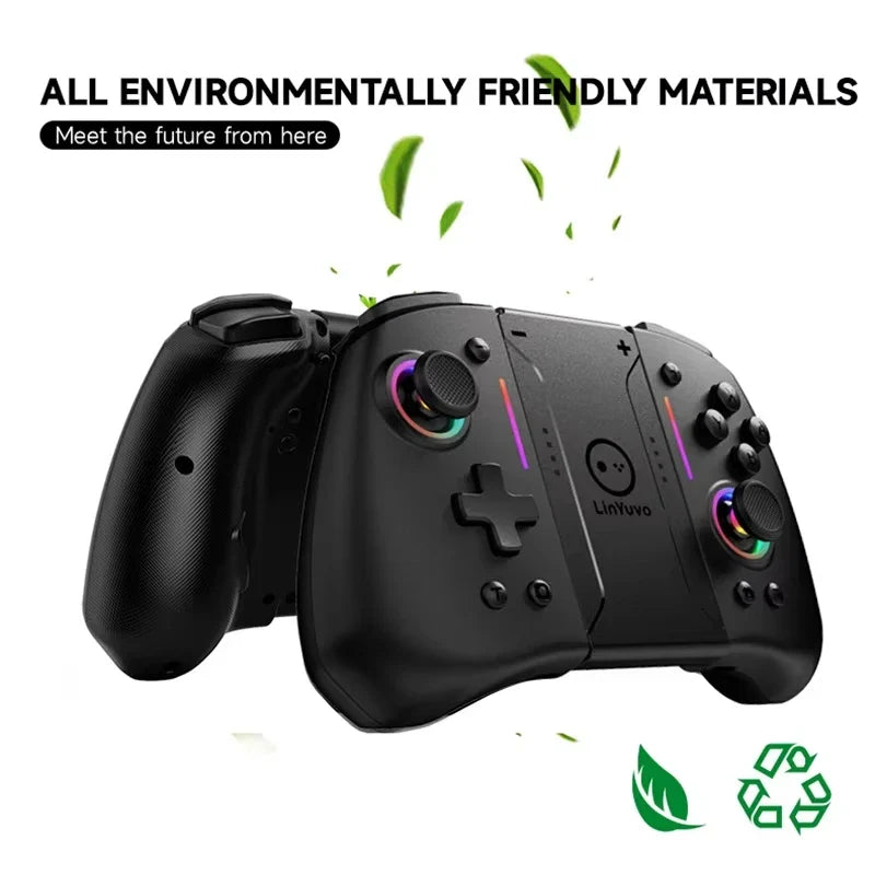 LinYuvo wireless gamepad with meteor RGB lighting gyro axis turbo dual vibration on Tampa Home & Garden Store