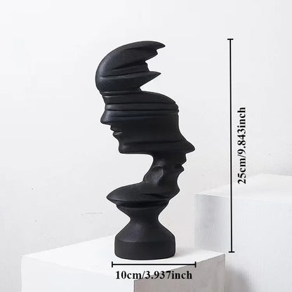 Perfecsy black abstract face sculpture 25cm tall decorative statue for home and office on Tampa Home & Garden Store