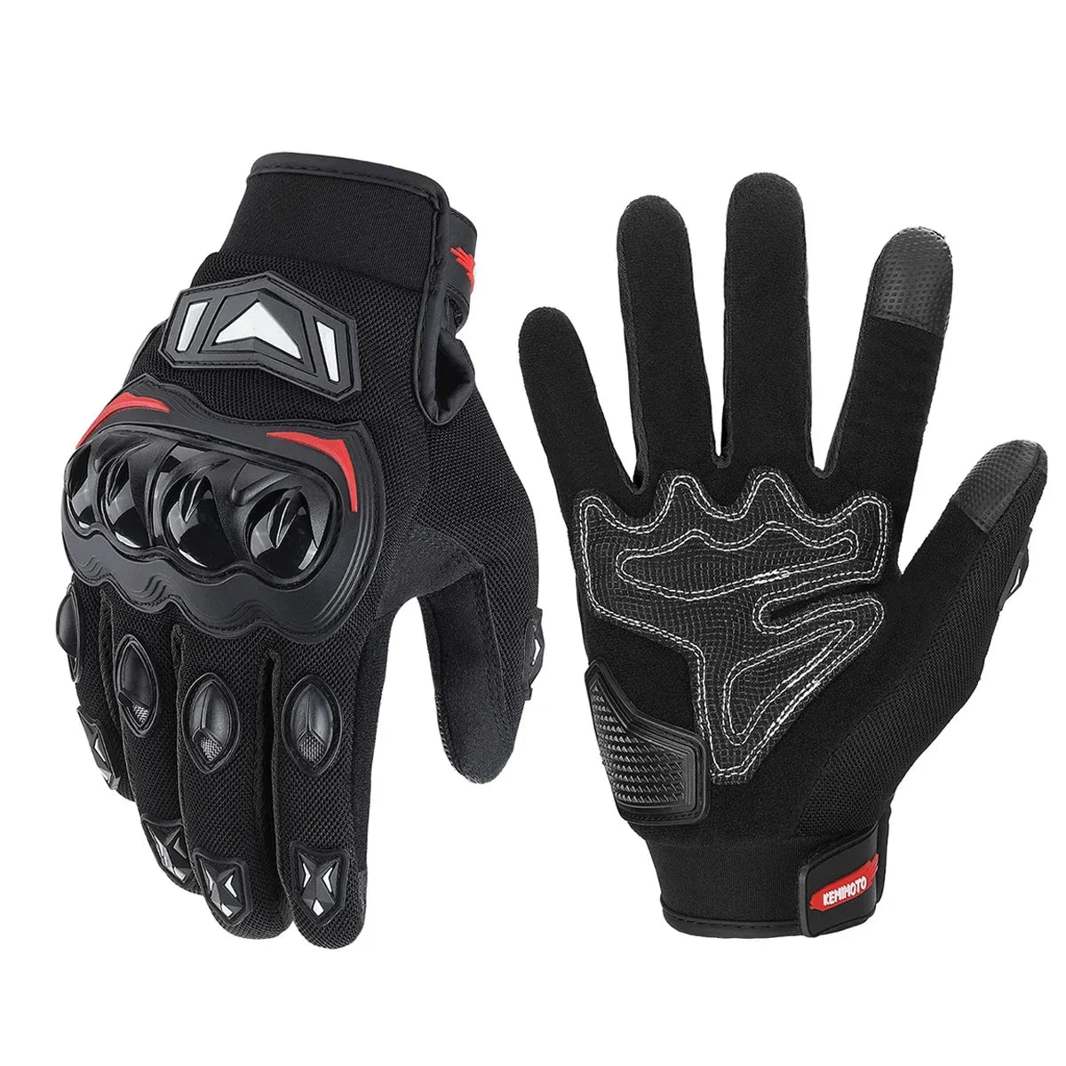 BikerZoneZ touchscreen gloves, Summer Riding Hard Knuckle, black with knuckle guard on Tampa Home & Garden Store