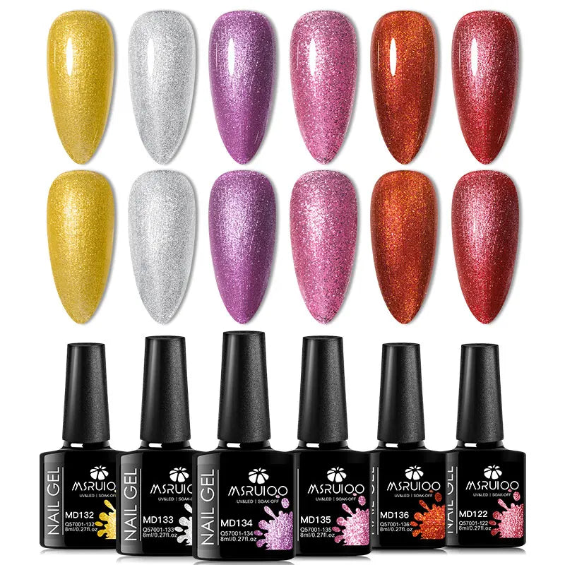 Silcy Skin 6pc nail gel polish in gold silver purple pink orange red on Tampa Home & Garden Store