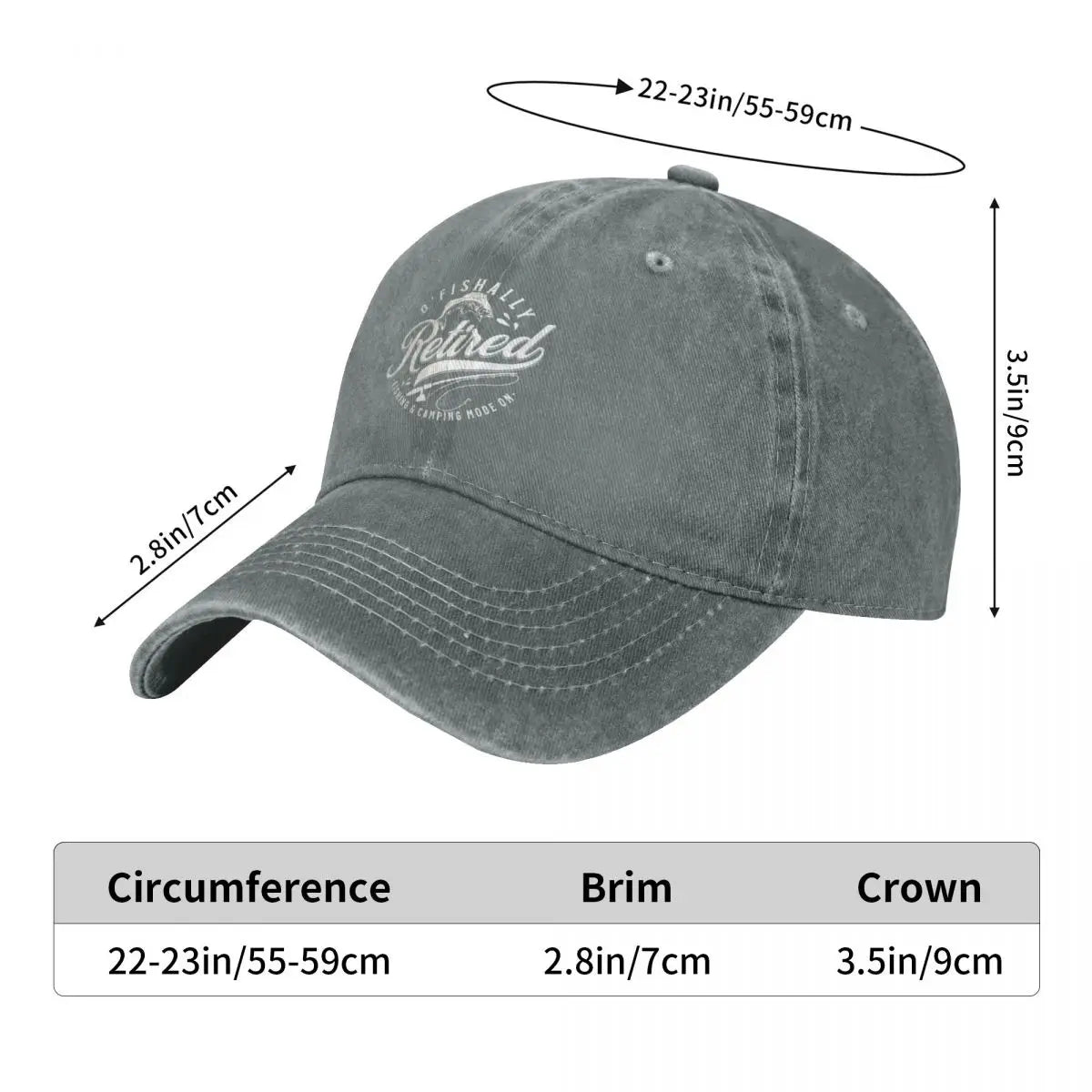 Retired cap by BikerZoneZ, washed gray cotton, adjustable fit on Tampa Home & Garden Store