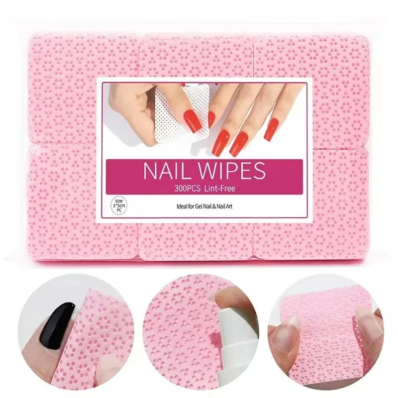 Silcy Skin Nail Wipes 300pcs pink nonwoven lint-free pads for gel nail remover and nail art on Tampa Home & Garden Store
