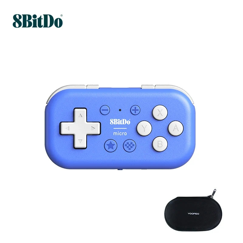 8BitDo micro Bluetooth gamepad blue with white buttons for Switch with black carrying case on Tampa Home & Garden Store