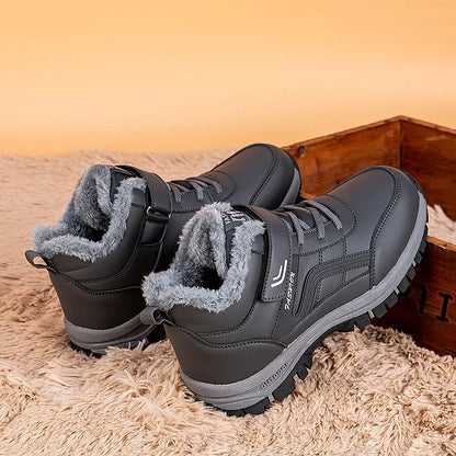 Winter boots for men by UpTrend Deals, waterproof and warm with plush gray fur lining on Tampa Home & Garden Store