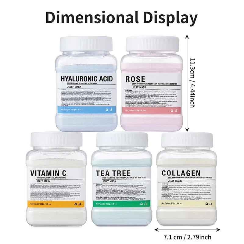 Silcy Skin jelly mask set: five jars of Hyaluronic Acid, Rose, Vitamin C, Tea Tree, Collagen on Tampa Home & Garden Store