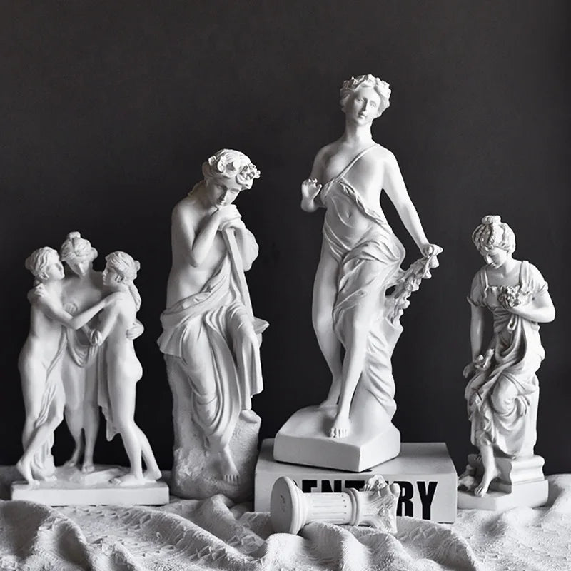 Venus Emerging Goddess resin sculpture set of five white statues by Perfecsy for decor on Tampa Home & Garden Store