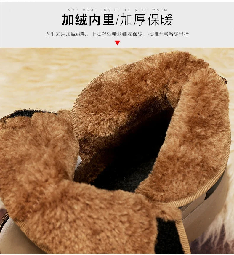 Mens Winter Ankle Boots brown shearling lining warm durable outdoor shoes UpTrend Deals on Tampa Home & Garden Store