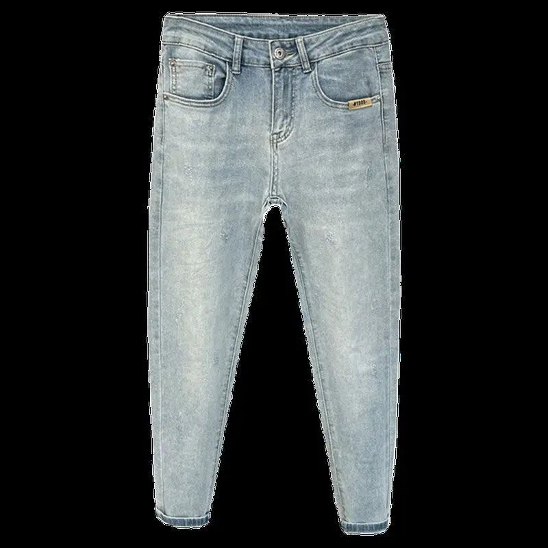 Men's skinny jeans light wash denim, UpTrend Deals, slim fit casual fashion jeans on Tampa Home & Garden Store