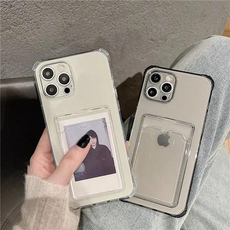 Transparent Card Slot Case For Iphone With Holder