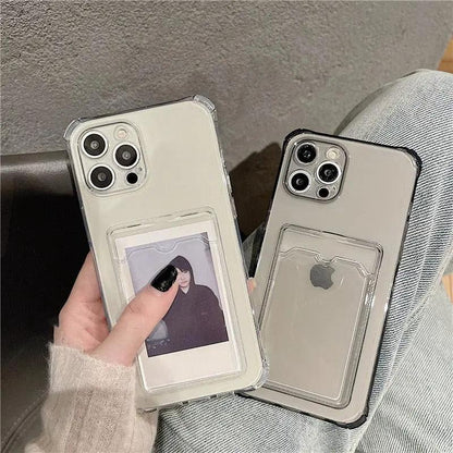 Transparent Card Slot Case For Iphone With Holder