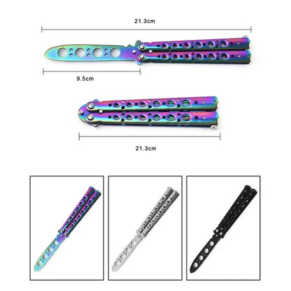 FLIPSTYLEZLLC butterfly knife trainer rainbow titanium finish, 21.3 cm, 3 color variants on Tampa Home & Garden Store