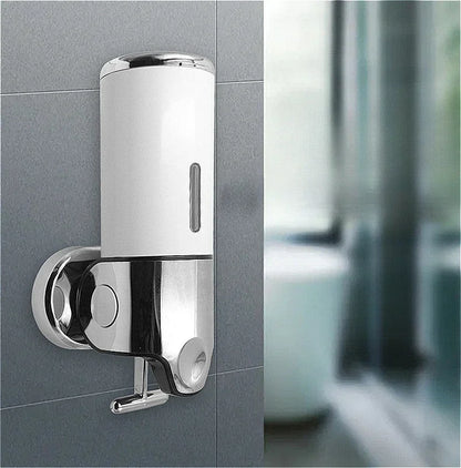 Wall mounted UpTrend Deals shampoo and soap dispenser, white body with chrome hardware on Tampa Home & Garden Store