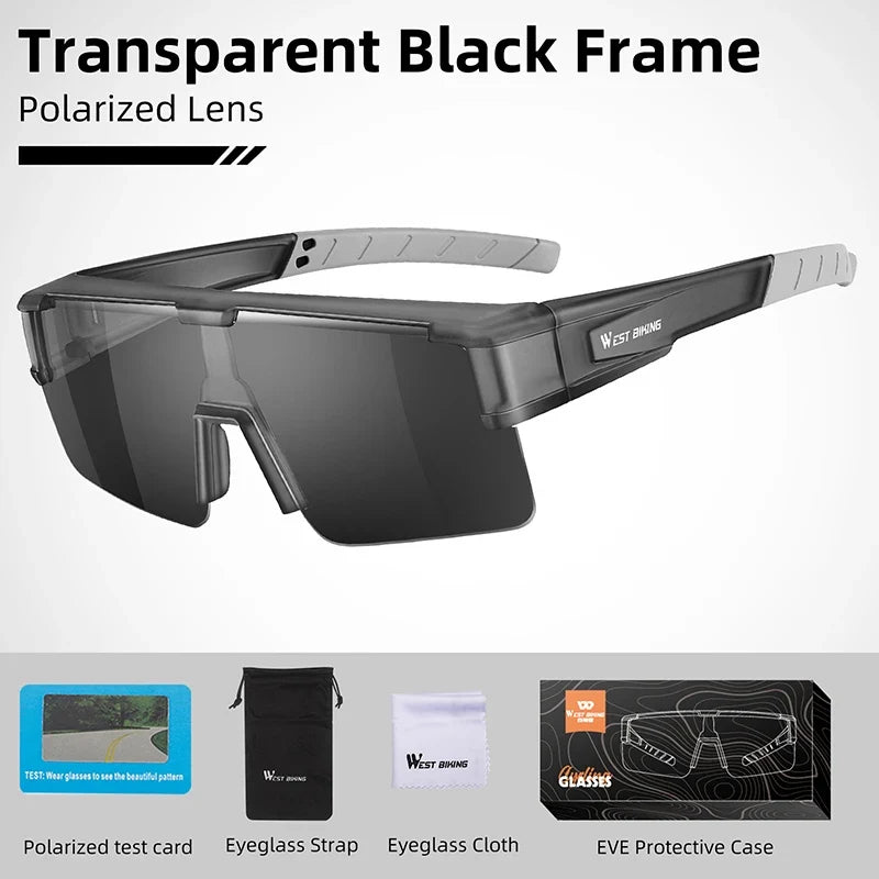 WEST BIKING cycling sunglasses with black frame and polarized UV400 lenses; 4 accessories on Tampa Home & Garden Store