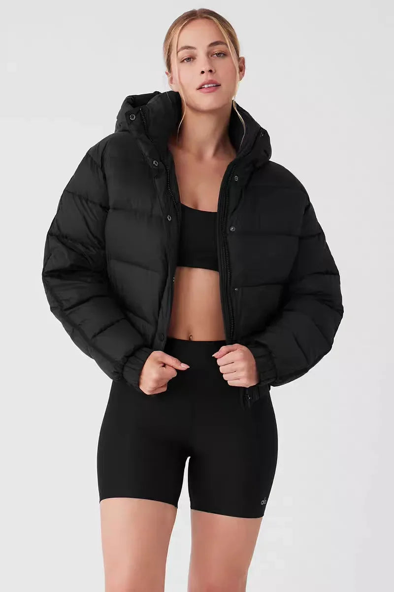 Women's black hooded puffer jacket, thick padded coat by UpTrend Deals on Tampa Home & Garden Store