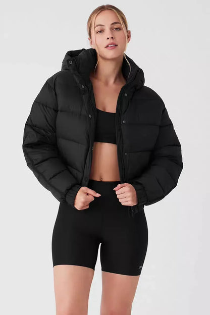 Women's black hooded puffer jacket, thick padded coat by UpTrend Deals on Tampa Home & Garden Store
