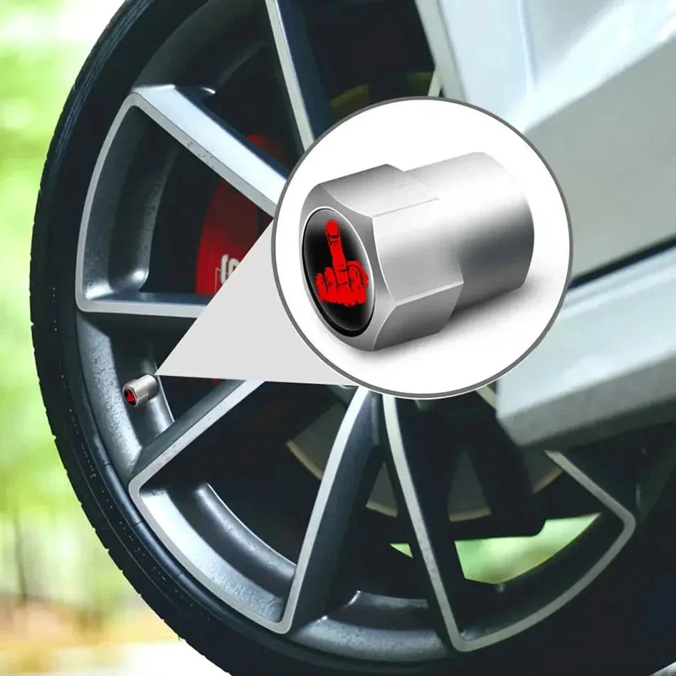 4pcs aluminium valve stem caps silver metal BikerZoneZ for motor vehicle tire accessories on Tampa Home & Garden Store