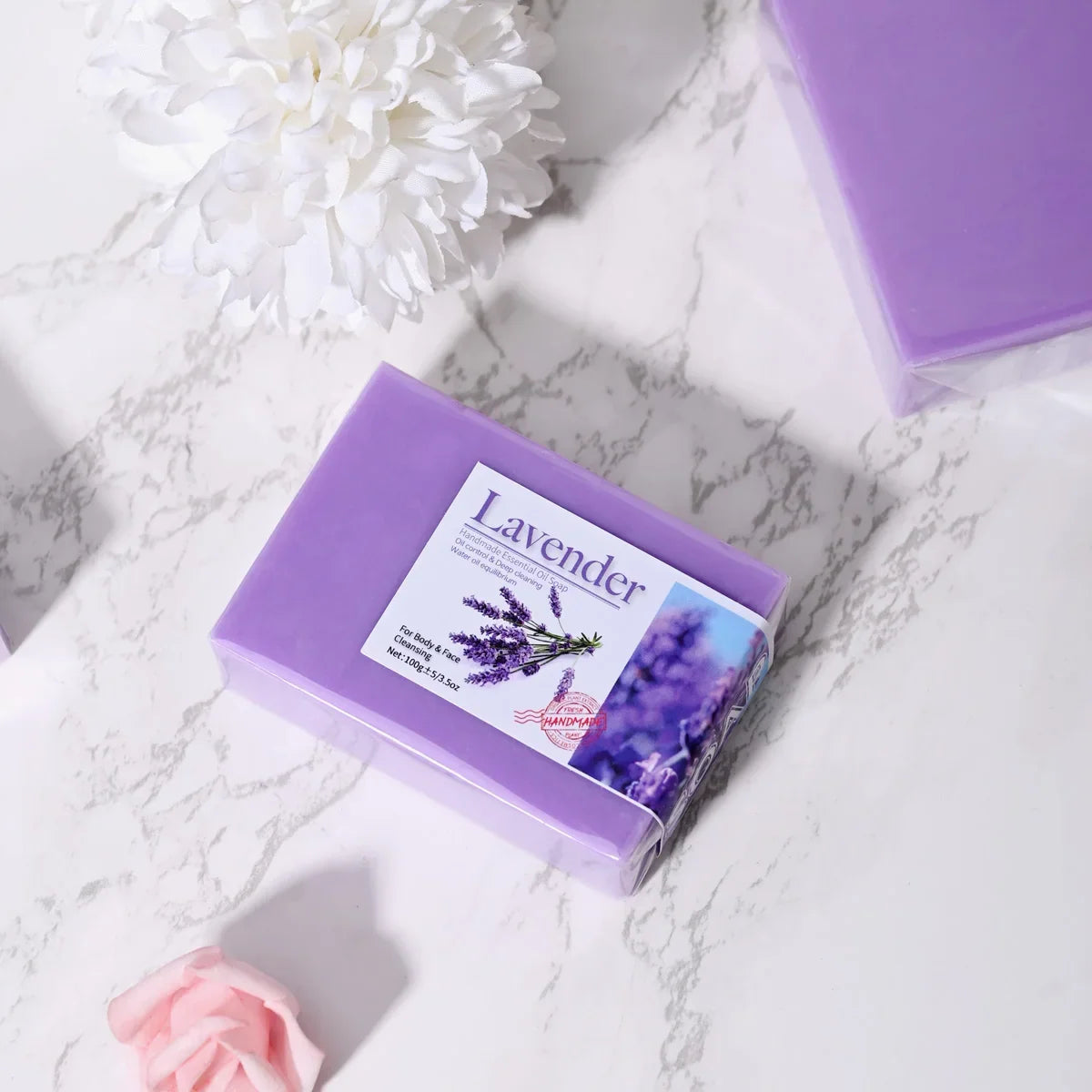 Lavender essential oil soap in purple packaging with lavender sprig label Silcy Skin on Tampa Home & Garden Store