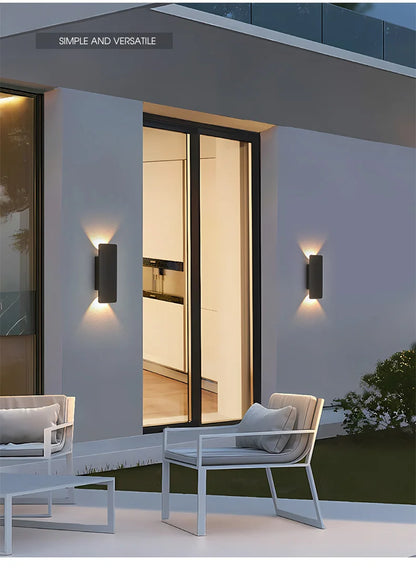 Outdoor Waterproof Wall Light – 18W LED Black Aluminum Exterior Lamp for Bedroom