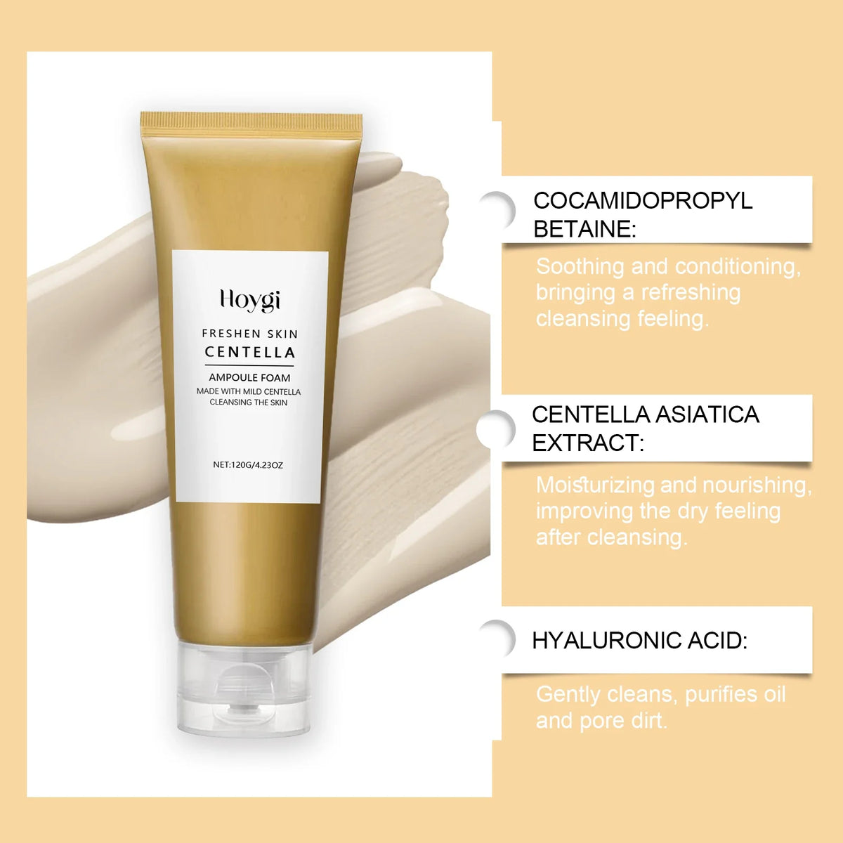 Centella Deep Cleansing Foam tube in gold with white label pump Silcy Skin facial cleanser on Tampa Home & Garden Store