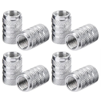 4 Pcs valve stem caps, knurled chrome aluminum, BikerZoneZ, motor vehicle tire accessories on Tampa Home & Garden Store