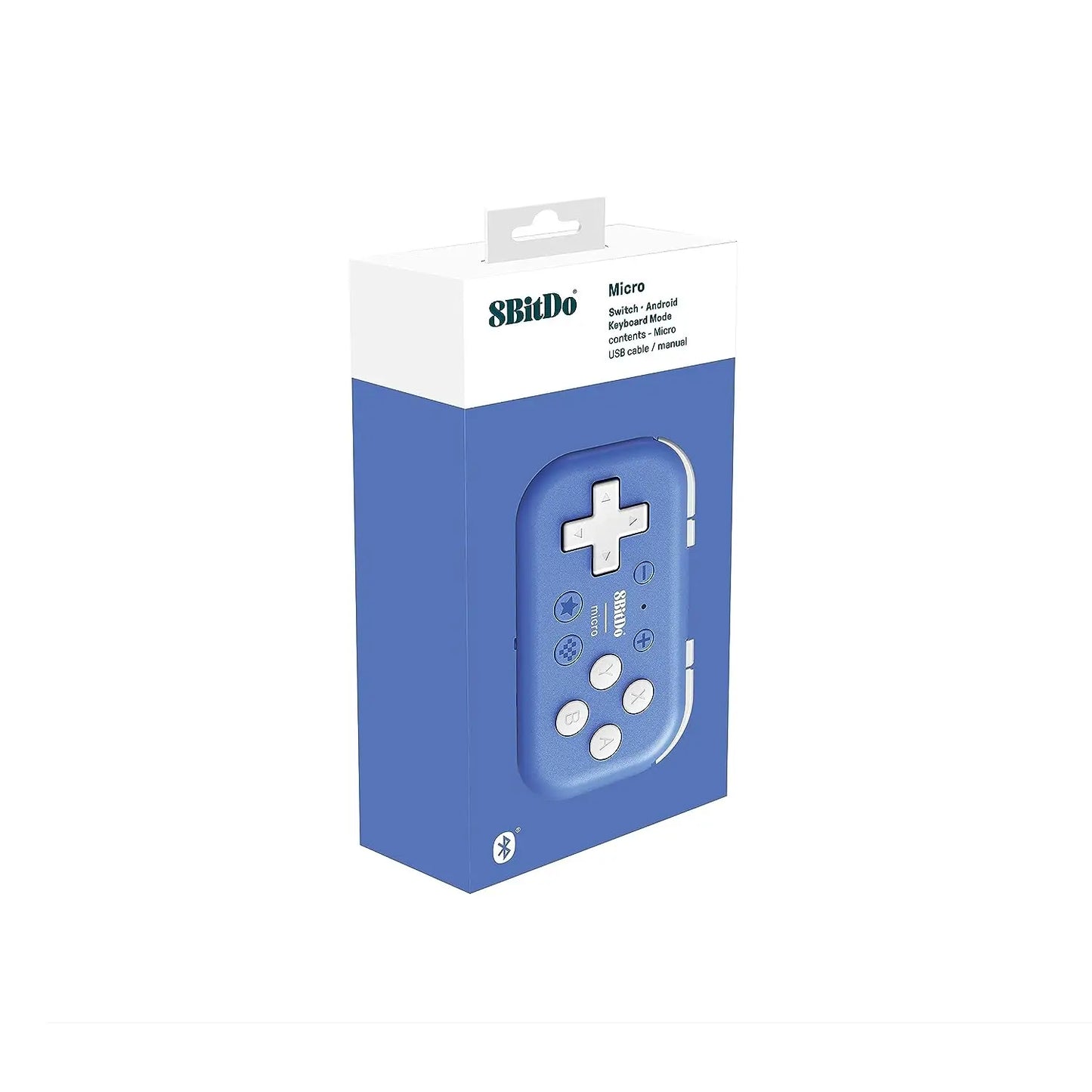 8BitDo Micro Bluetooth Gamepad packaging blue with pocket-sized controller for Switch Android Pi on Tampa Home & Garden Store