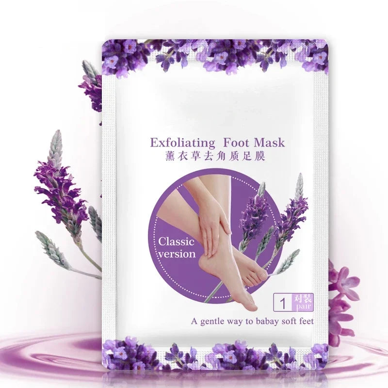 Feet exfoliating foot mask Silcy Skin classic lavender packaging with floral accents 1 pair on Tampa Home & Garden Store