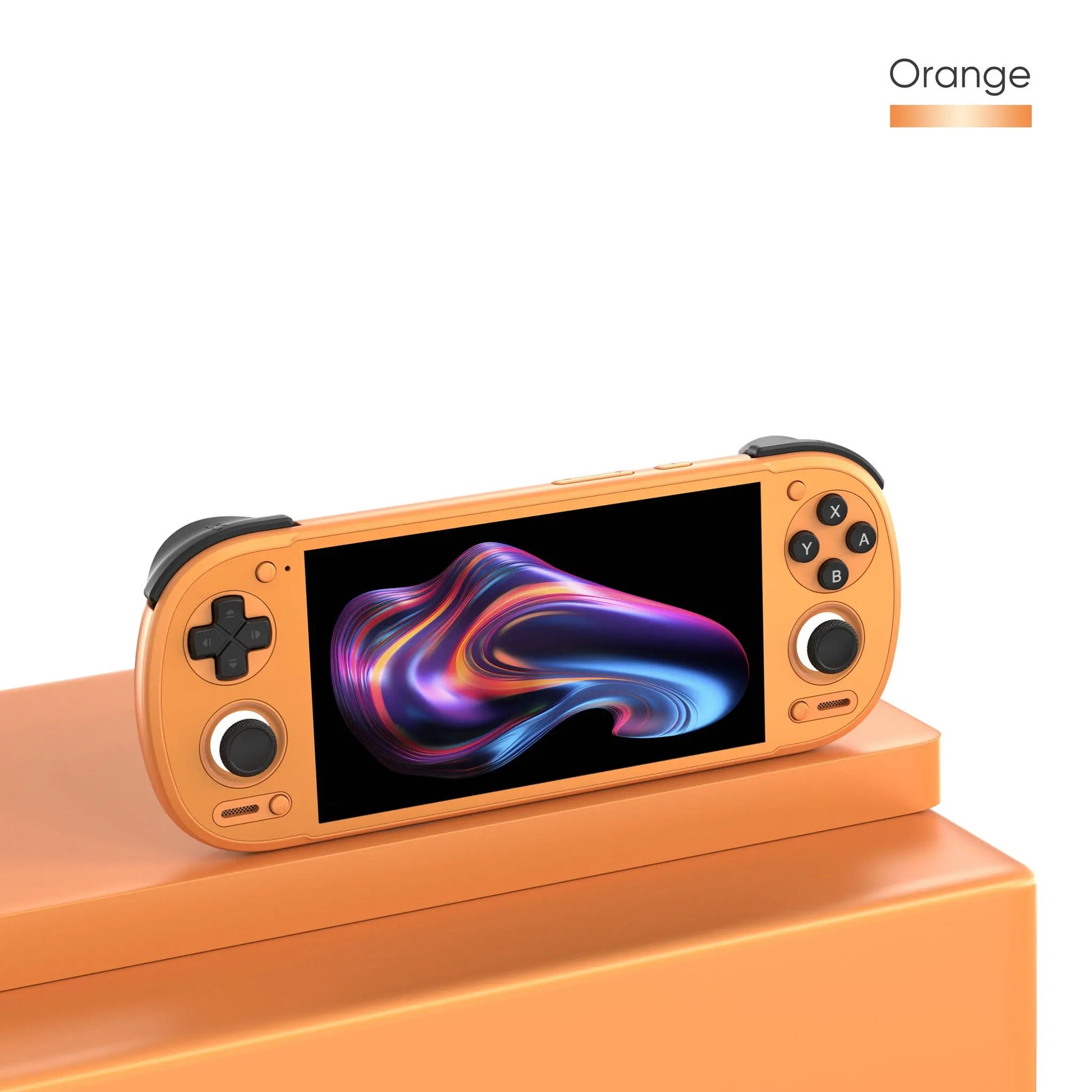 Orange Retroid Pocket 6 handheld gaming console with 5.5-inch OLED display on Tampa Home & Garden Store