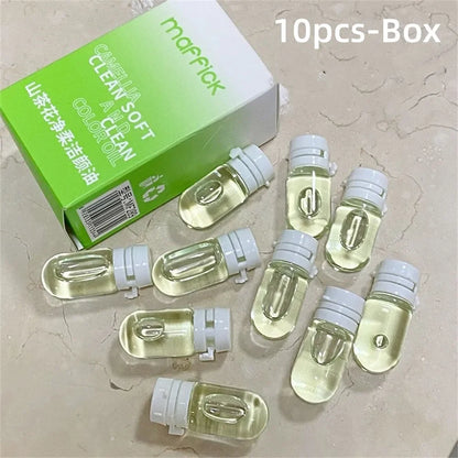Silcy Skin camellia cleansing oil travel bottles, 10pc box, translucent yellow oil, white caps on Tampa Home & Garden Store