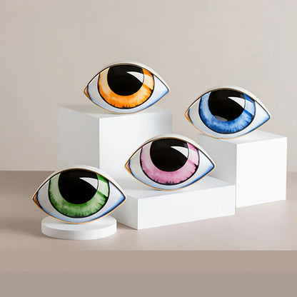 Set of five ceramic eye decor sculptures in Nordic style with colorful irises by Perfecsy on Tampa Home & Garden Store