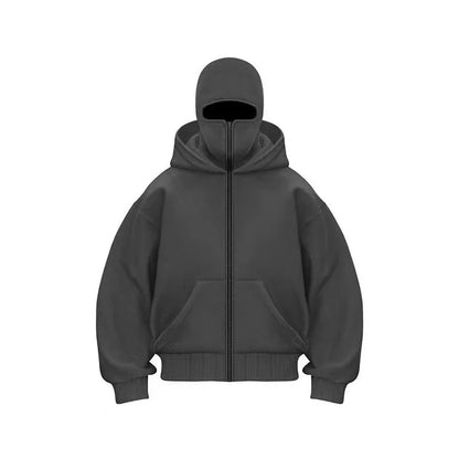 Men's balaclava zip hoodie in dark gray with built-in mask and zip front UpTrend Deals on Tampa Home & Garden Store