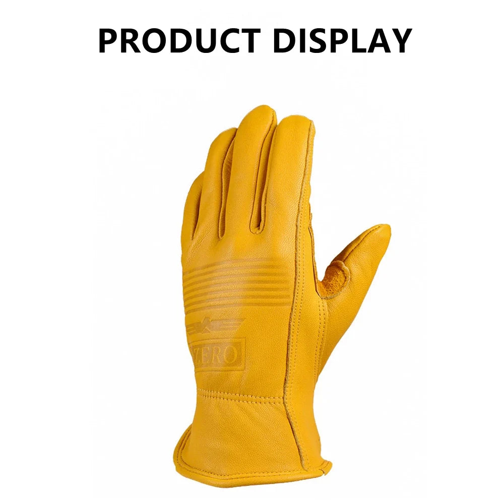 Motorcycle glove yellow leather sheephide by BikerZoneZ, shockproof waterproof windproof on Tampa Home & Garden Store