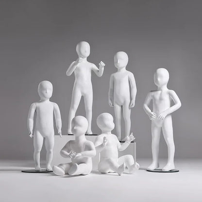 DecorBites Kids full-body mannequin set, six white plastic child figures for clothing on Tampa Home & Garden Store