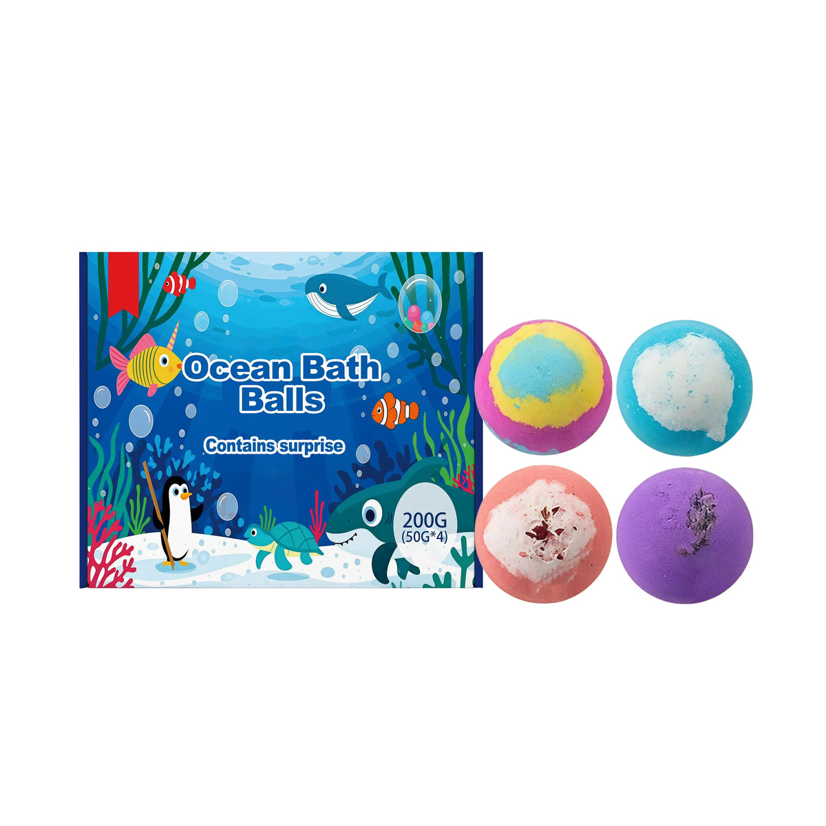 Ocean Bath Balls 12pc set by Silcy Skin with colorful bath bombs and surprise toys inside on Tampa Home & Garden Store