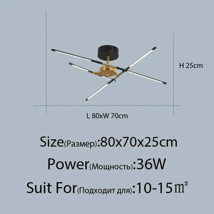 DecorBites Linen Ceiling Chandelier black and gold pendant lamp with slim LED bars on Tampa Home & Garden Store