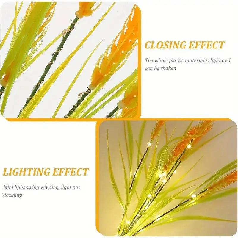 Perfecsy LED Solar Wheat Ears Stake Lights set with yellow-green stems and warm LEDs for garden on Tampa Home & Garden Store
