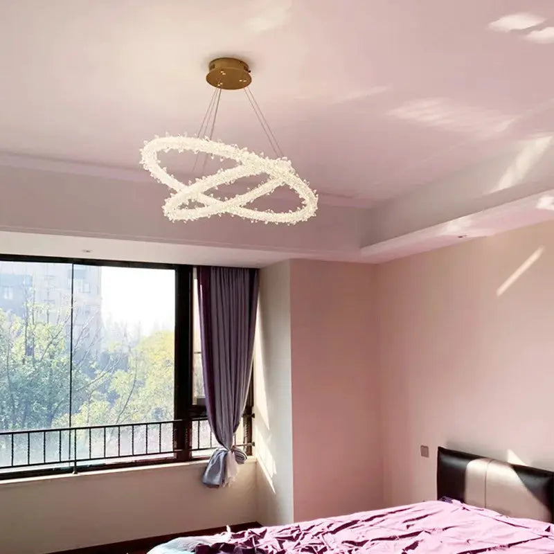 DecorBites Luxe Crystal Pendant Light, dimmable LED Art Deco circular chandelier on Tampa Home & Garden Store