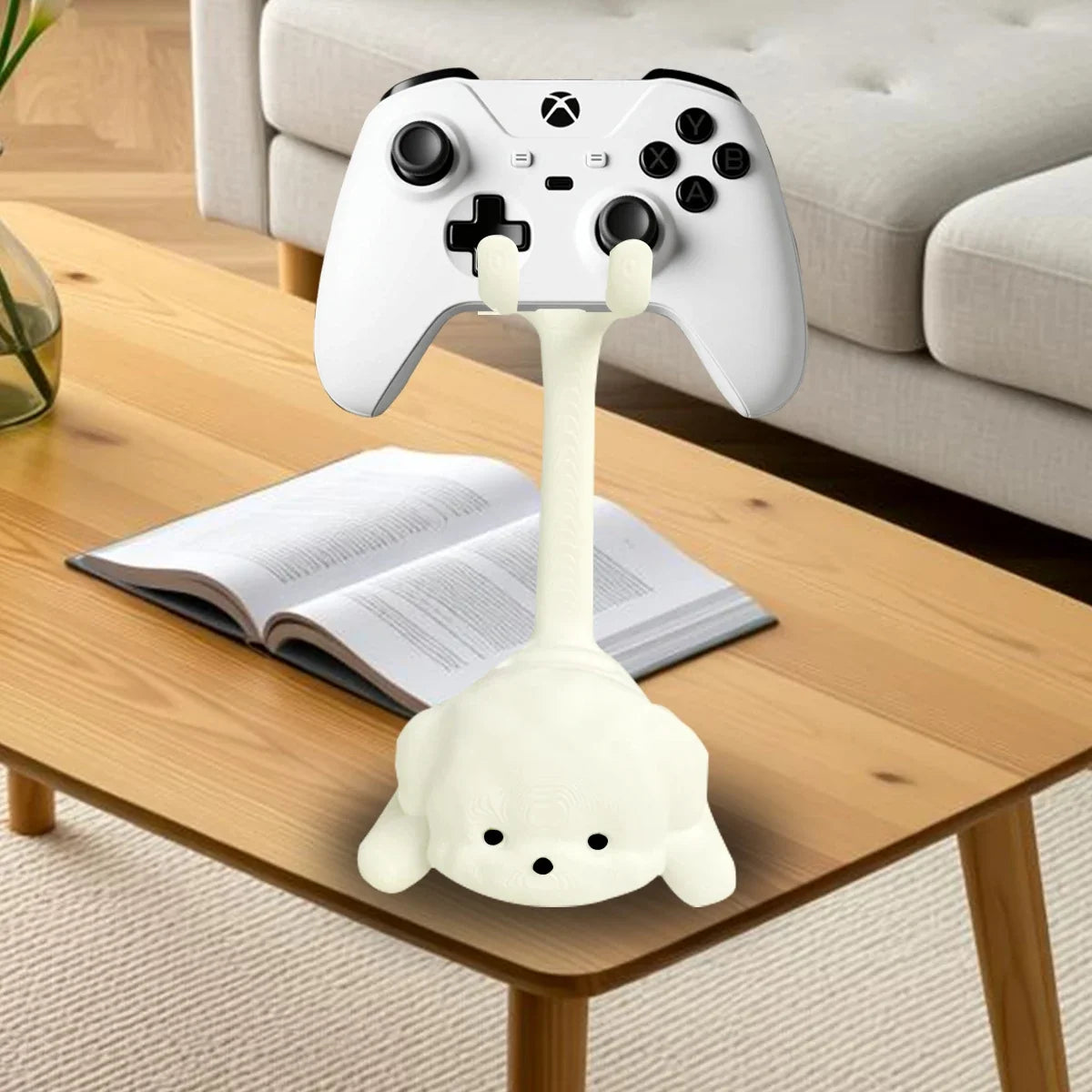White cat-shaped game stand with long neck fits PS5/PS4/Xbox/Switch durable plastic on Tampa Home & Garden Store